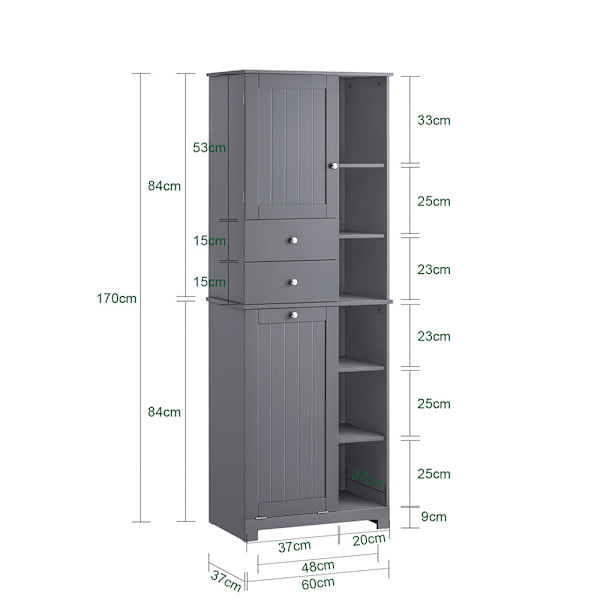 SoBuy kylpyhuone kaappi Pyykkikaappi pyykkikorin BZR104-DG Grey High cabinet