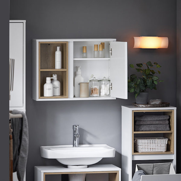 SoBuy Väggskåp Överskåp Spegelskåp Badrumsskåp BZR149-W White Wall cabinet