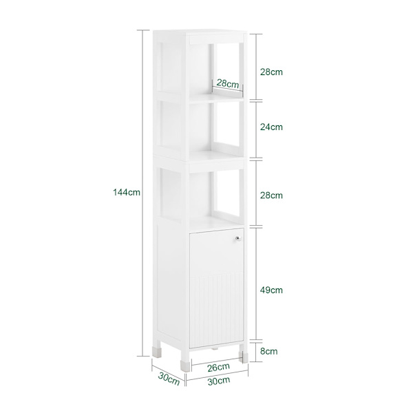 SoBuy Högskåp med dörr Badrumshylla Badrumsskåp BZR187-W High cabinet