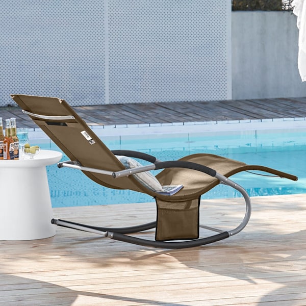 SoBuy Gungstol Loungestol Utemöbler, Testad för 150 kg OGS28-BR Brown 1 Piece