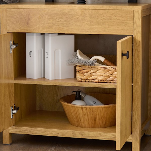 SoBuy Underskab til håndvask Badeværelsesskab 2låger BZR98-SN Light wood color Sink cabinet(on wall)