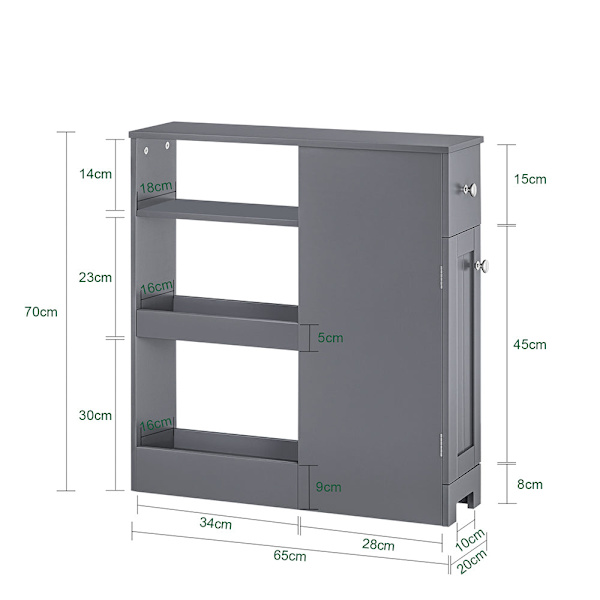 SoBuy Toiletpapirholder Stativ Badeværelsesskab BZR106-DG Grey Toilet paper holder