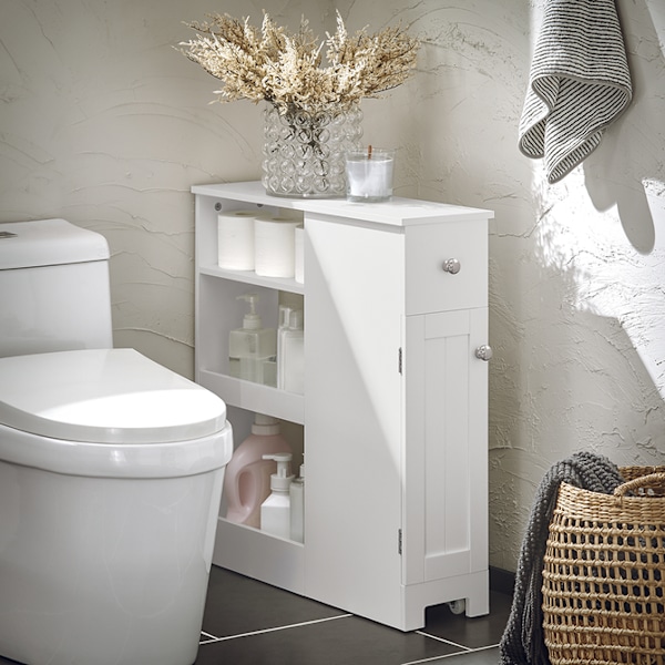 SoBuy WC paperiteline kylpyhuone kaappi HyllykokonaisuusBZR106-W White Toilet paper holder