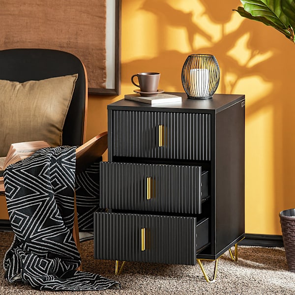 SoBuy Nattduksbord Soffbord Sidobord Sängbord FBT115-L-SCH black 40*40*63cm