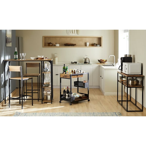 SoBuy skrivebord Spisebord med hylder Altanbord Barbord FWT84-PF Nature