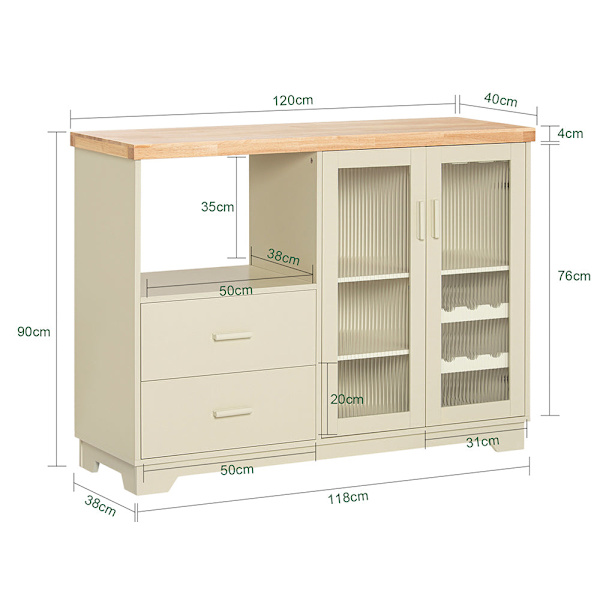SoBuy Kökshylla Mikrovågsskåp Köksskåp Sideboard FSB81-MI Beige