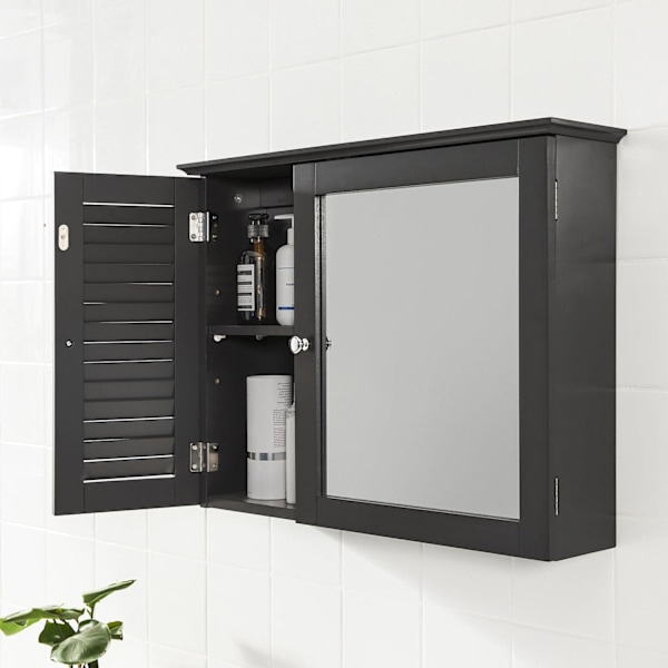 SoBuy Badeværelsesskab i skandinavisk med låger Vægskab BZR55-DG Gray Wall cabinet