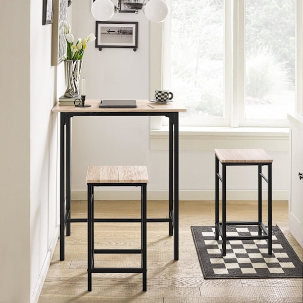 SoBuy Bordsæt med 2 taburetter Barbord Loungebord OGT10-N Wood Table with 2 stools