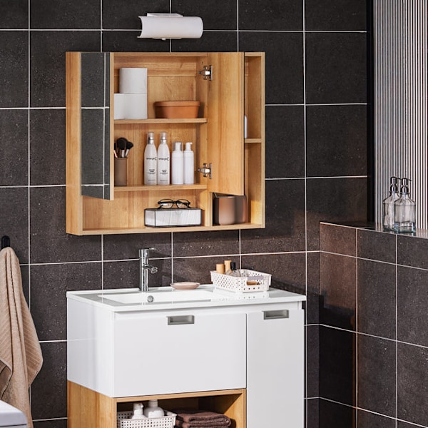 SoBuy Väggskåp Överskåp Spegelskåp Badrumsskåp BZR177-N Mirror Cabinet