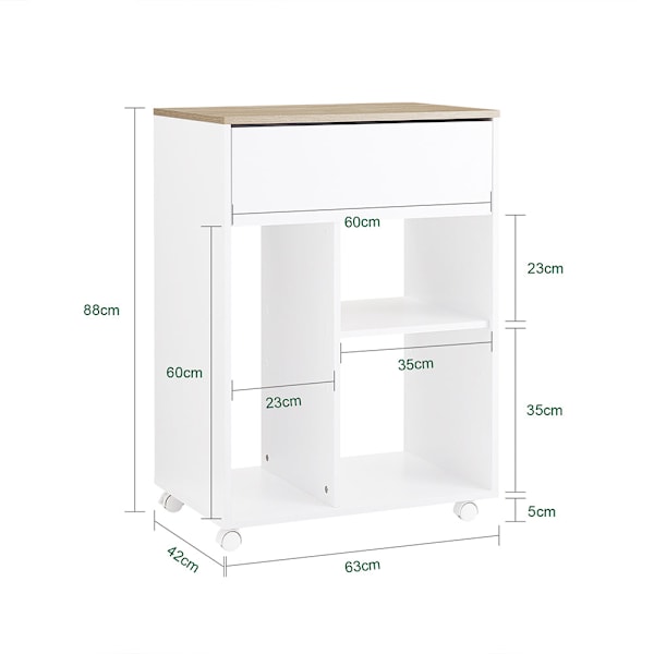 SoBuy Arkivskab Printer Stand Mobilt Arkivskab Sidebord ASK10-WN