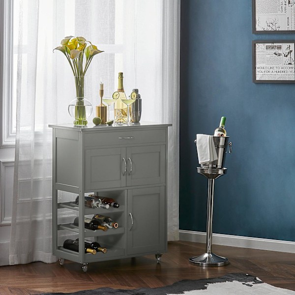 SoBuy Pöytäkaappi pyörillä Pyörällinen säilytyskaluste FKW45-HG Gray