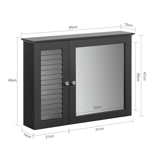 SoBuy Väggskåp Badrumsmöbler, Badrumsskåp, BZR55-DG Gray Wall cabinet