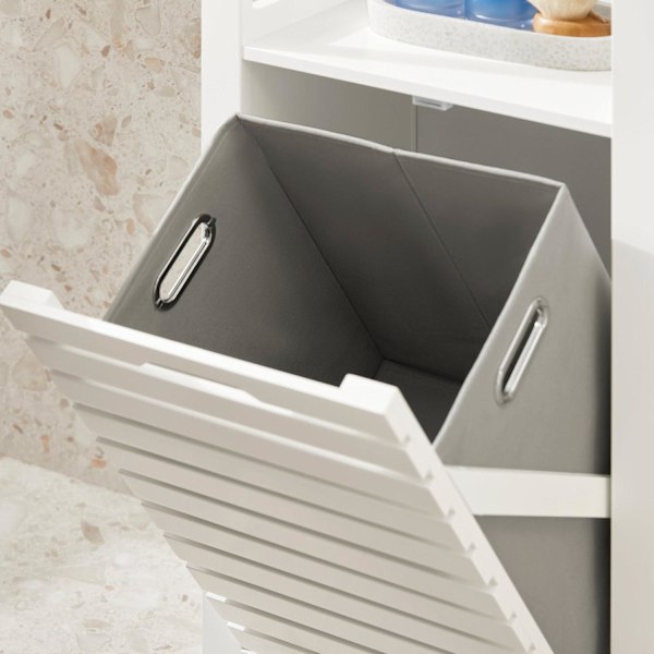 SoBuy Badeværelsesskab Vasketøjskurv Badeværelsesmøbler BZR67-W Laundry cabinet