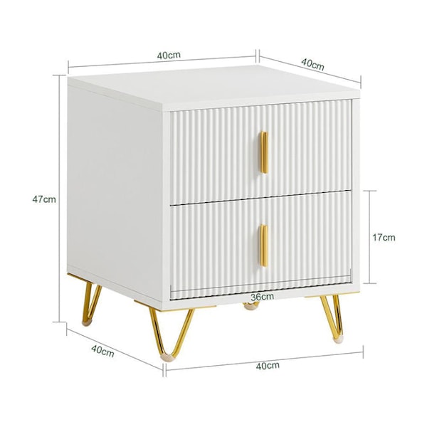 SoBuy Nattduksbord 2 lådor Soffbord Sidobord Sängbord FBT115-W 40*40*47cm