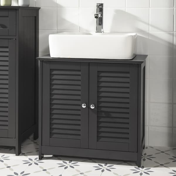 SoBuy Underskab til vask 2 doors Mørkegrå 60x35x58cm, moderne FRG237-DG