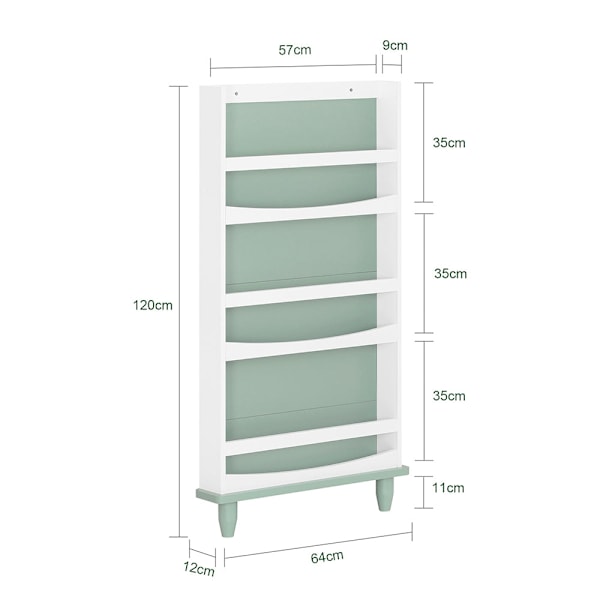 SoBuy Väggmonterat Barnhylla Bokhylla KMB93-GR 60*12*120cm