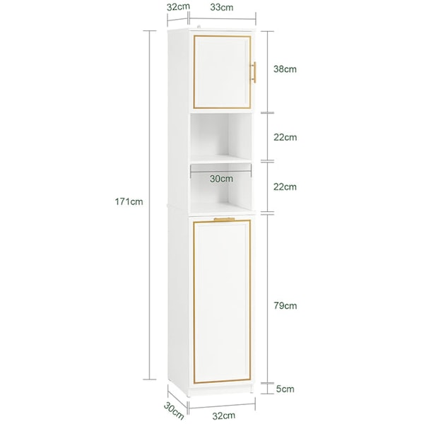 SoBuy Pyykkikaappi Kylpyhuone kaappi Korkea kaappi BZR87-W High cabinet