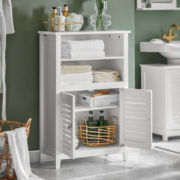 SoBuy Pöytäkaappi Kapea lipasto Kylpyhuoneen kalusteet BZR13-W White Narrow cabinet