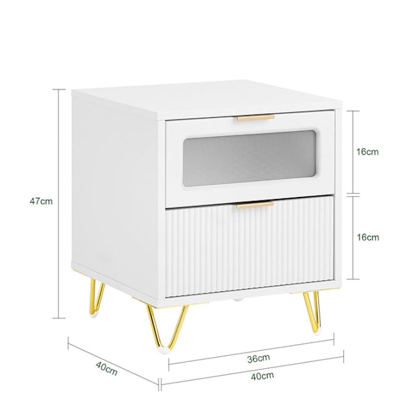 SoBuy Sengebord med 2 skuffe Sofabord Sidebord FBT123-W