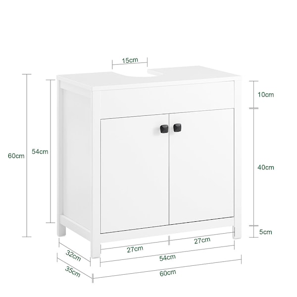 SoBuy kylpyhuone kaappi Allaskaappi 2 ovea BZR98-W White Sink cabinet(on wall)