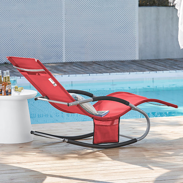 SoBuy Solseng Gyngestole med nakkestøtte Relaxstol OGS28-R Red 1 Piece