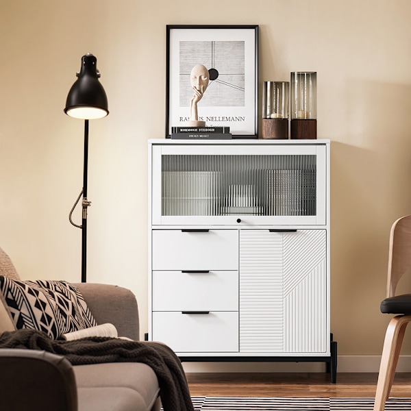 SoBuy Senkki Pöytäkaappi Vitriinikaappi Kenkäkaappi FSB94-W 86*40*108cm
