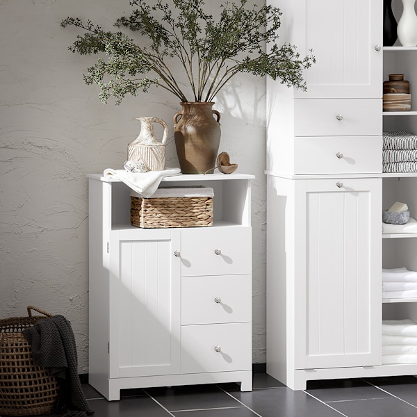 SoBuy Underskåp badrumsskåp Badrumsskåp BZR107-W White High cabinet