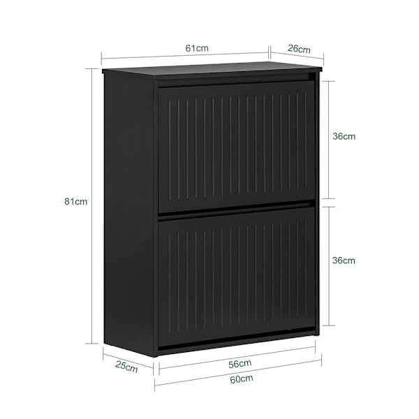 SoBuy Kenkäkaappi Kenkähylly 2 hyllyllä FSR165-K-SCH Black 61*26*81cm