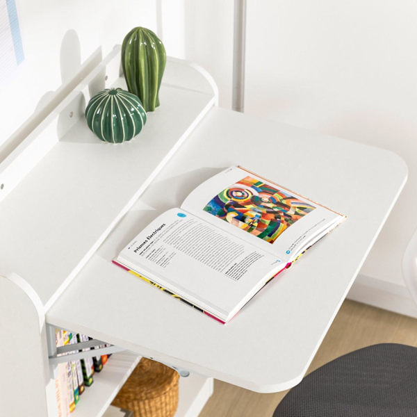 SoBuy Pladsbesparende klapbord 2 hylder skrivebord reol FWT92-W White