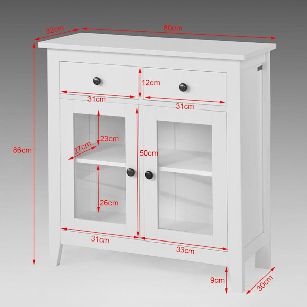 SoBuy Eteisen kaappi Kulmakaappi Lipastot ja vitriinit FSB05-W White W80 x D32 x H86cm