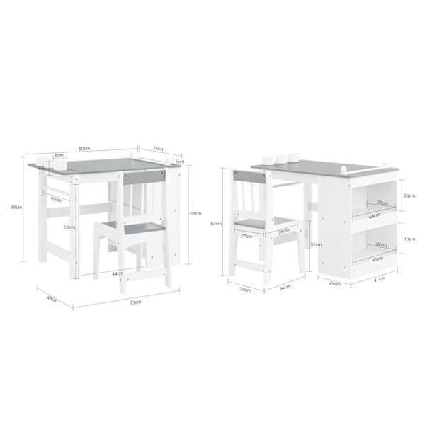 SoBuy 2-osainen Lasten pöytä ja tuolisarja KMB60-HG Grey