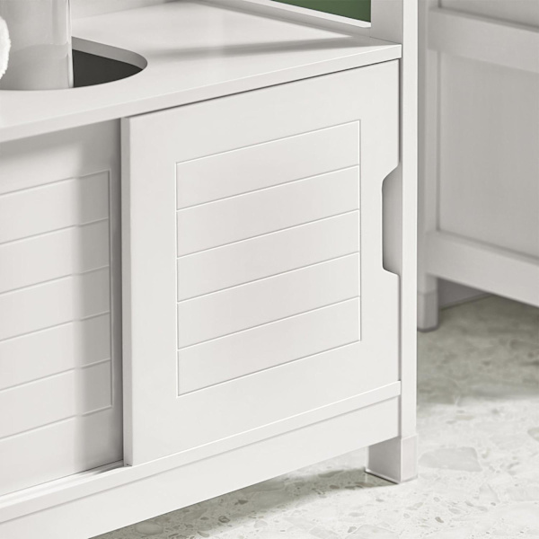 SoBuy Tvättställsunderskåp Badrumsskåp Badrumshylla FRG128-II-W White Sink cabinet(on floor)