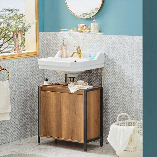 SoBuy Tvättställsunderskåp med 2 dörrar, Badrumsskåp BZR63-PF Sink cabinet(on wall)