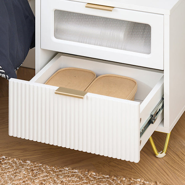 SoBuy Sengebord med 2 skuffe Sofabord Sidebord FBT123-W