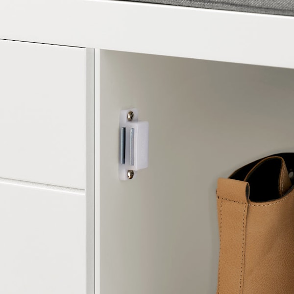 SoBuy Hvid skobænk med grå hynde FSR63-II-W White