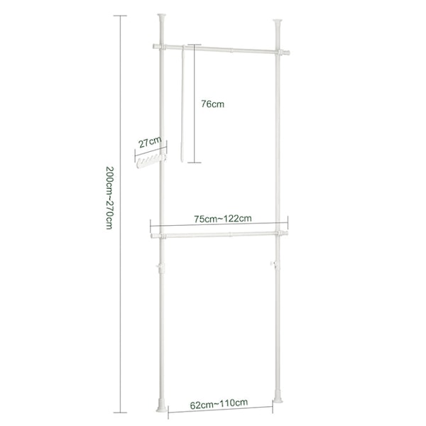 SoBuy Hörngarderob, Klädställning,förvaringsmöbel,FRG109-W White Length 77-112cm