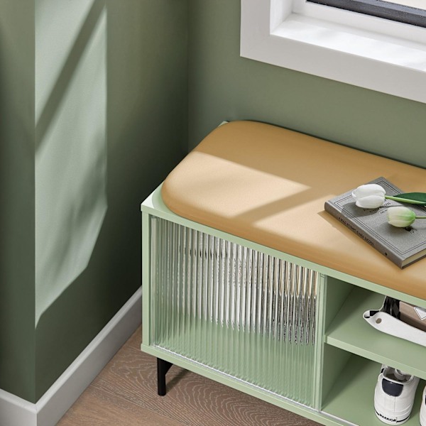 SoBuy Kenkäkaappi Kenkähylly kenkähylly penkki FSR115-GR Green Bench