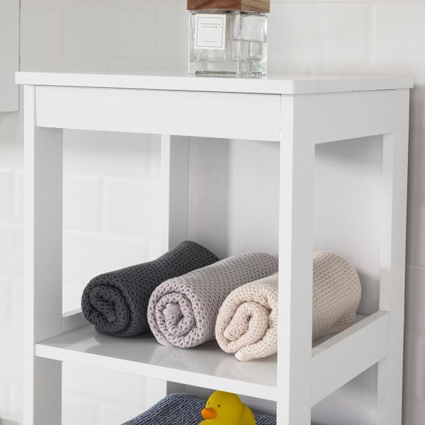 SoBuy Högskåp med 6 hyllor Badrumshylla vit BZR14-W Vit High shelf