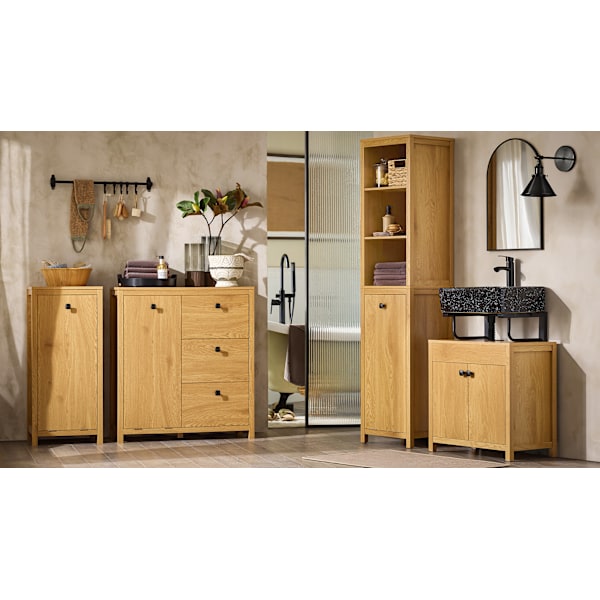 SoBuy Underskab til håndvask Badeværelsesskab 2låger BZR98-SN Light wood color Sink cabinet(on wall)