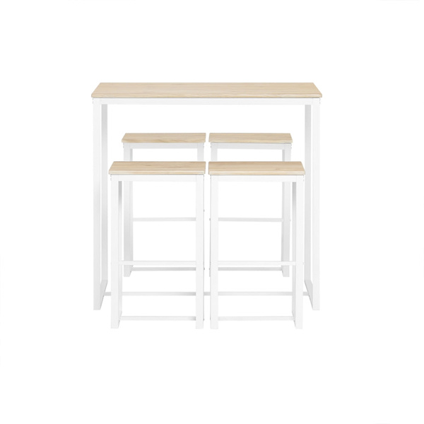 SoBuy Barbord med 4 stole/skamler Køkkenbord Spisebord OGT15-WN White