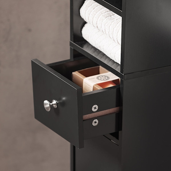 SoBuy Kylpyhuone kaappi Korkea kaappi laatikkoa BZR34-SCH Black