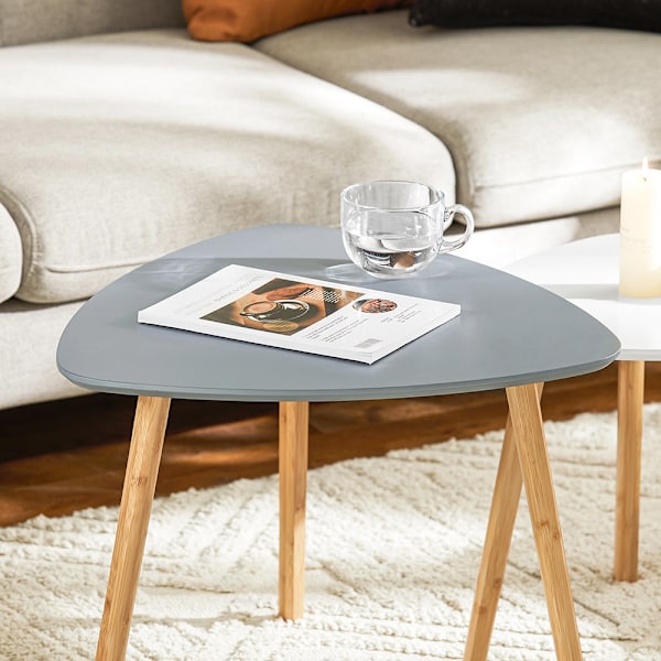 SoBuy Indlejringsborde 2 sofabordssæt Sidebord FBT74-HG grey