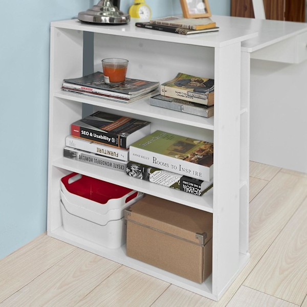 SoBuy Skrivbord med bokhylla och lådor Databord FWT35-W Vit W101 x D60 x H76cm