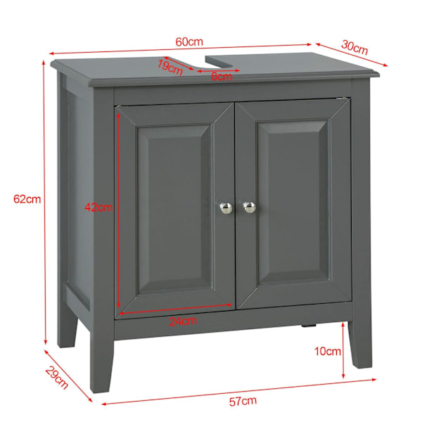 SoBuy Allaskaappi 2 ovea Kylpyhuone kaappi harmaa FRG202-DG Grey Sink cabinet(on wall)