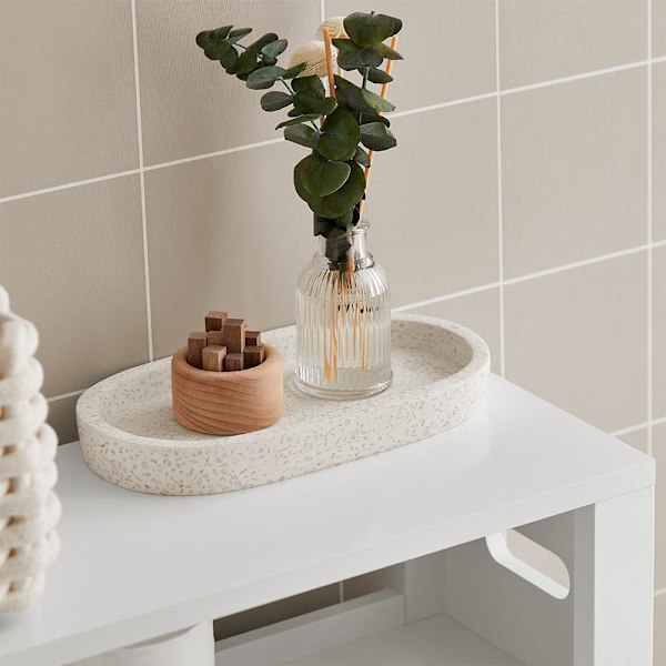 SoBuy Badeværelsesskab med 2 skuffer Badeværelsesmøbler BZR83-W Toilet paper holder