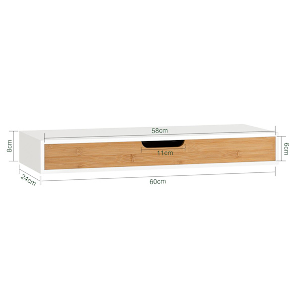 SoBuy Väggmonterad avlastningsbord Vägghylla med Lådor FRG93-WN Längd 60 cm