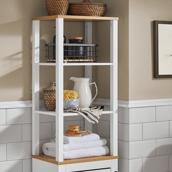 SoBuy Högskåp,Badrumsskåp,Badrumshylla,BZR43-W High cabinet (1 door)