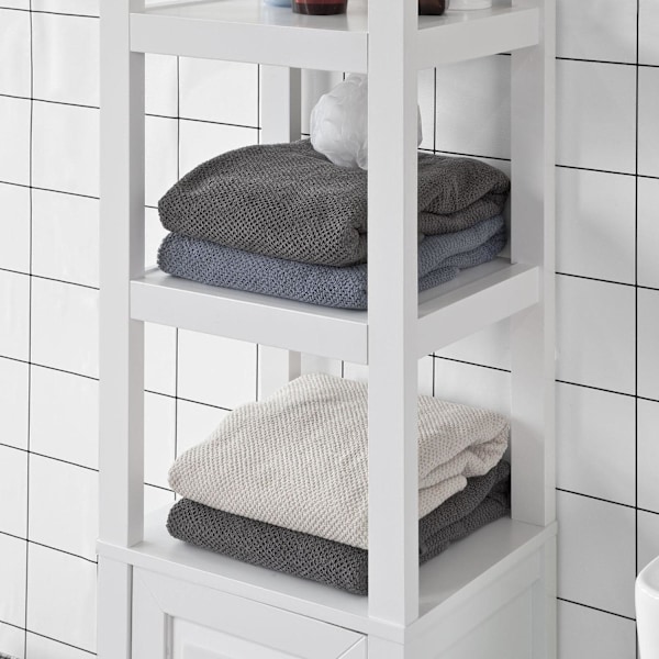 SoBuy Korkea kaappi Kylpyhuone Kapea kulmakaappi FRG205-W White High cabinet