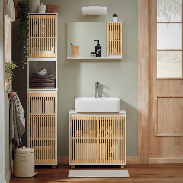SoBuy Tvättställsunderskåp Badrumsskåp Badrumsmöbler BZR125-W Under sink cabinet