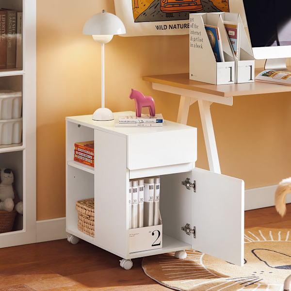 SoBuy Arkivskab Printer Stand Mobilt Arkivskab Sidebord ASK05-W